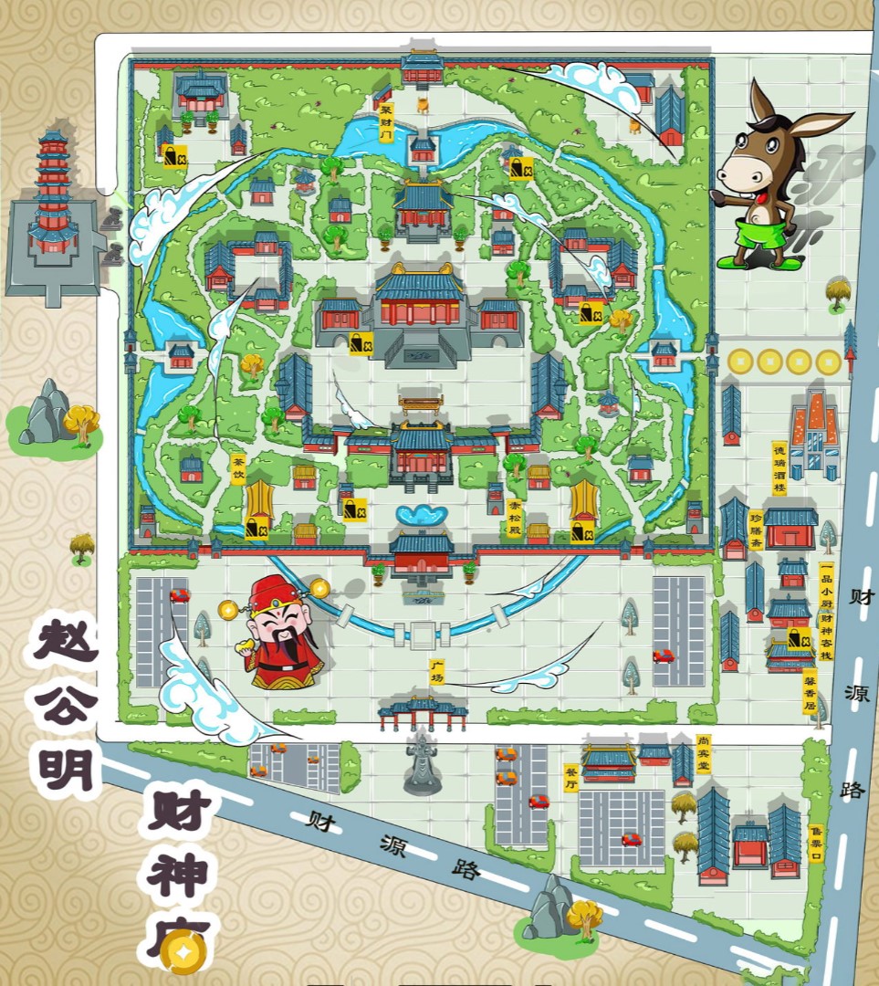 乃东寺庙类手绘地图